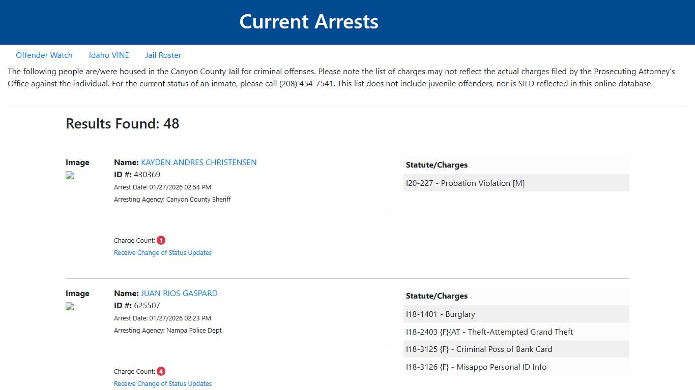 Current Arrests